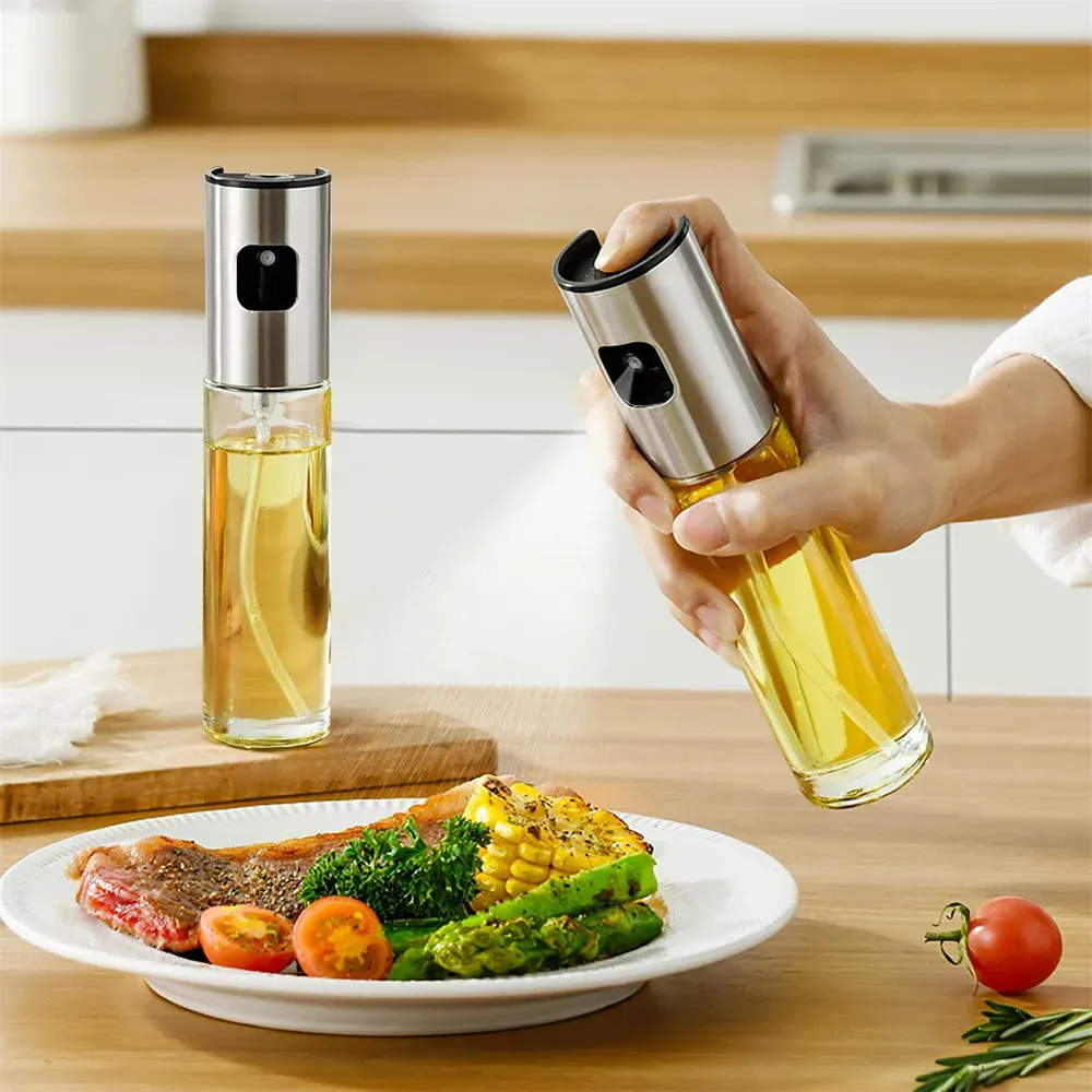Pulvérisateur d'huile en verre pour la cuisine, vaporisateur d'huile d'olive pour salades, barbecue et pâtisserie, bouteille vide pour vinaigre 2
