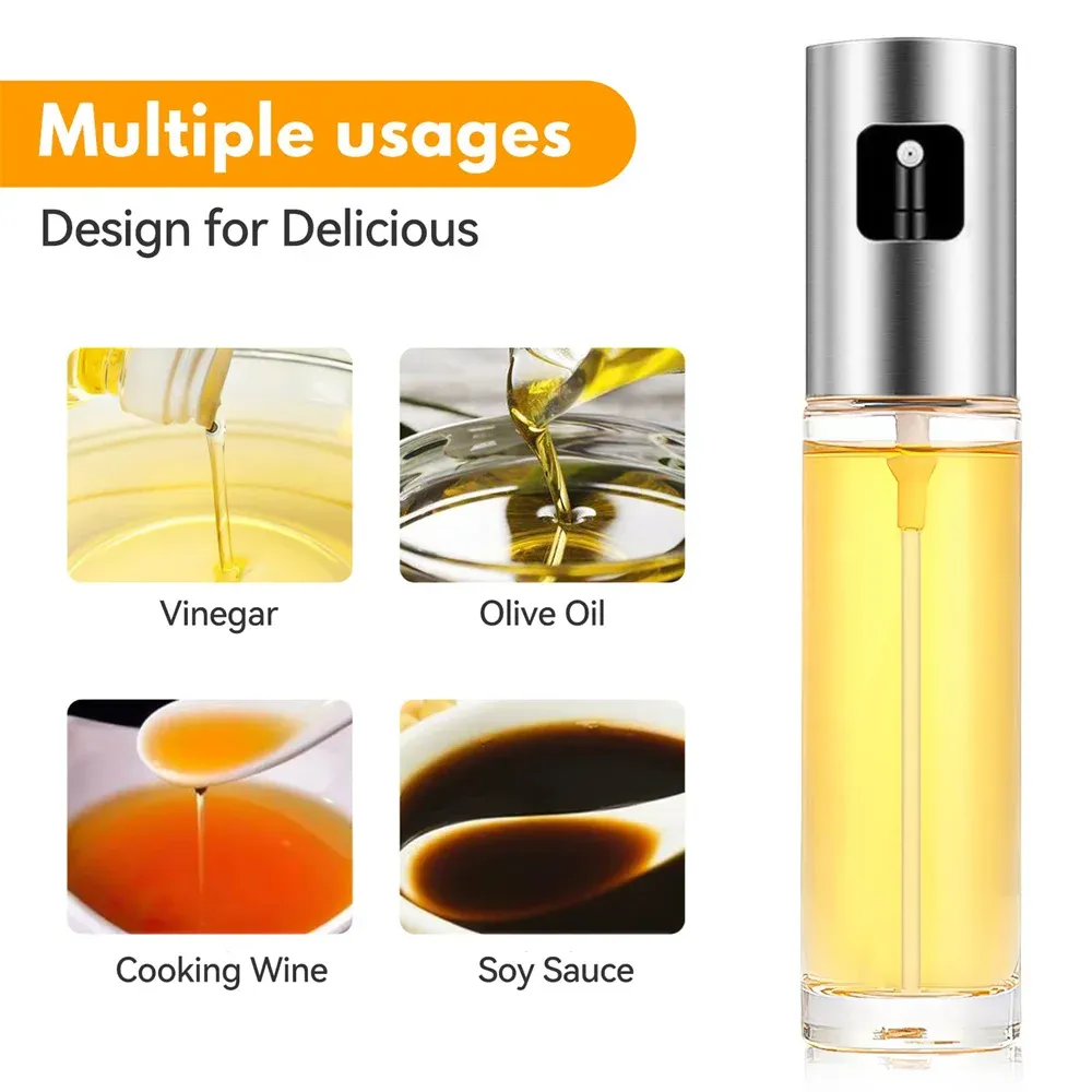 Pulvérisateur d'huile en verre pour la cuisine, vaporisateur d'huile d'olive pour salades, barbecue et pâtisserie, bouteille vide pour vinaigre 4