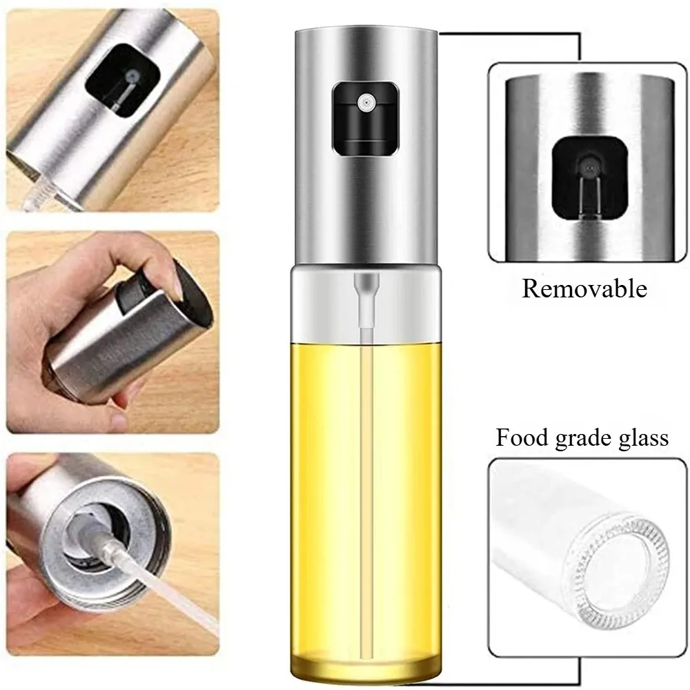 Pulvérisateur d'huile en verre pour la cuisine, vaporisateur d'huile d'olive pour salades, barbecue et pâtisserie, bouteille vide pour vinaigre 6