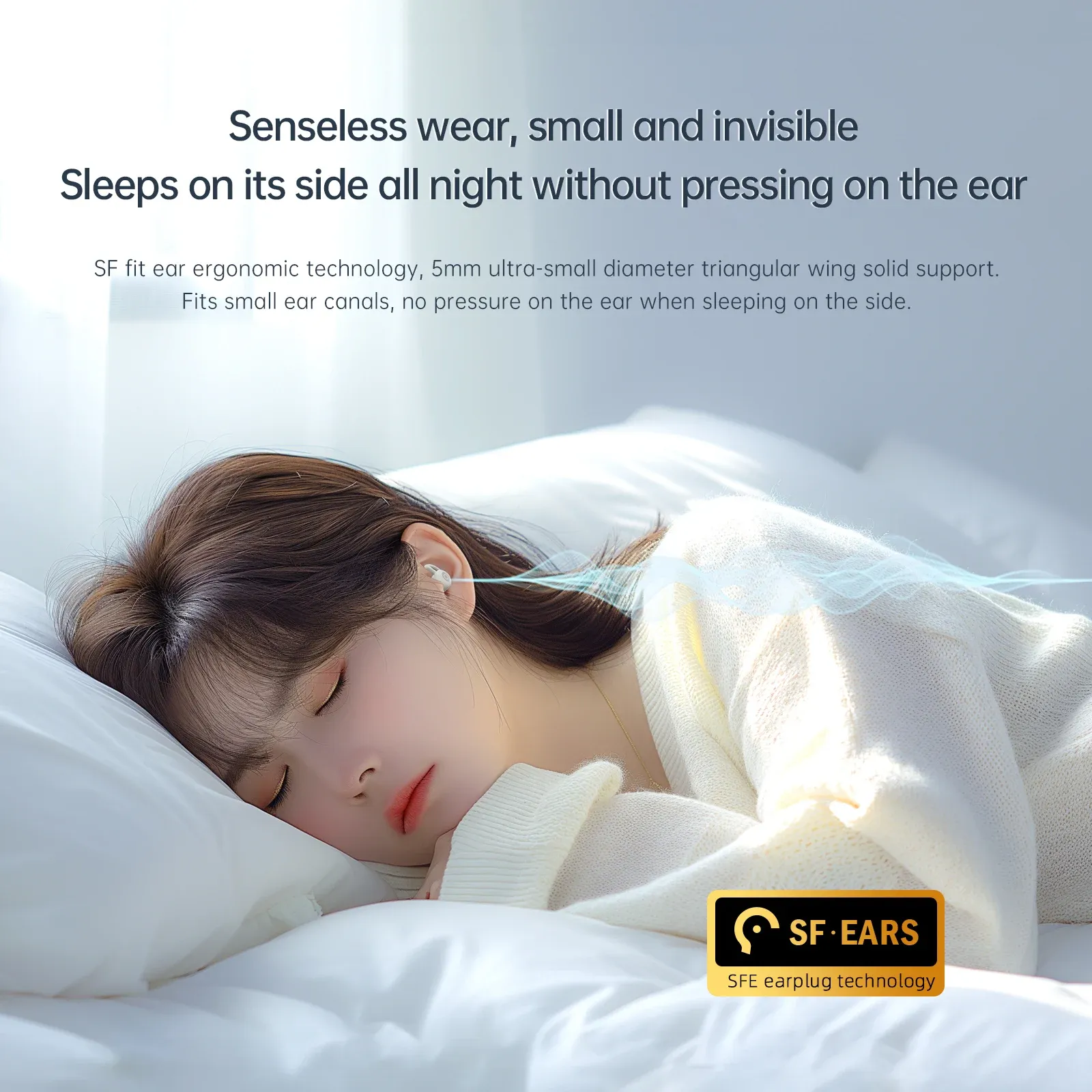Écouteurs de sommeil Bluetooth 5.3 Eppfun, écouteurs antibruit pour dormir, petits écouteurs intra-auriculaires pour les personnes qui dorment sur le côté, autonomie de 48 h 4