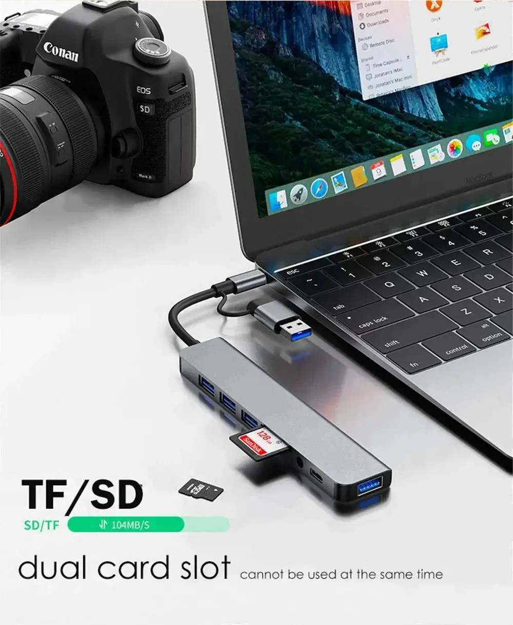 Hub USB 8-en-1 lecteur de cartes