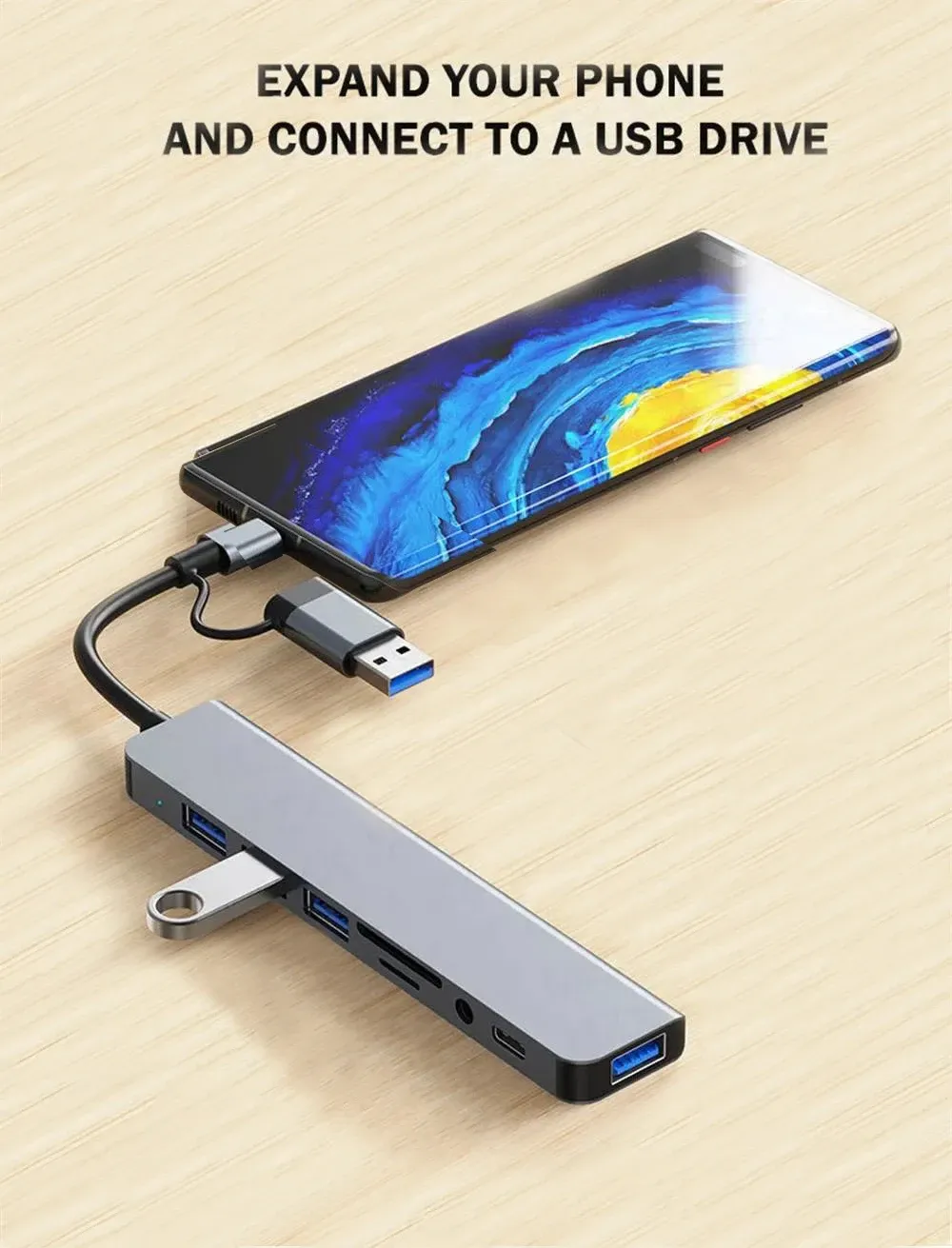 Hub USB 8-en-1 compact