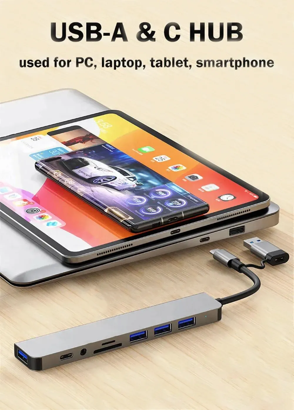 Hub USB 8-en-1 en situation