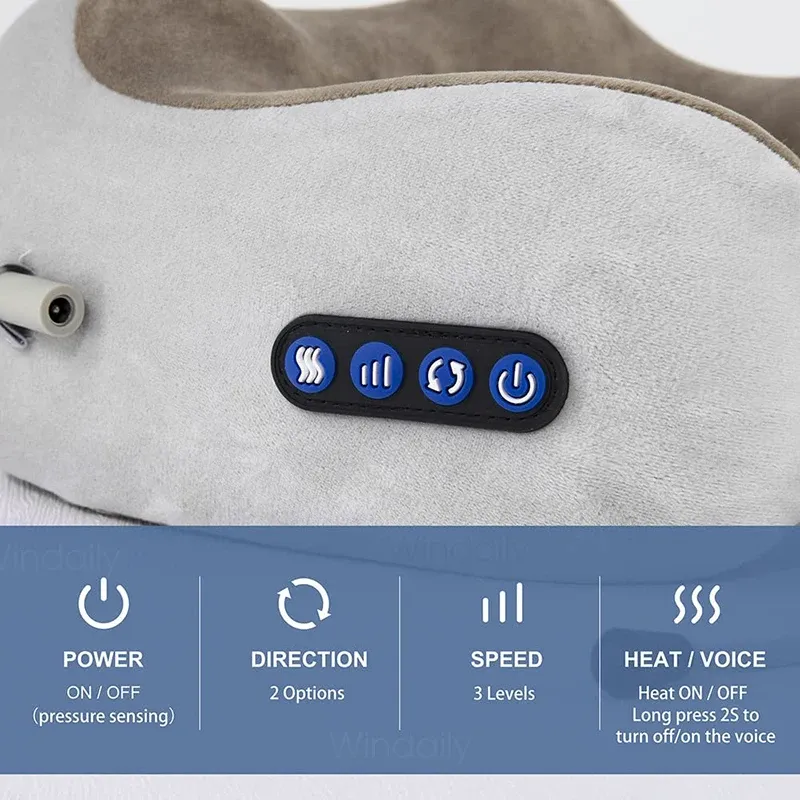 Masseur électrique de cou à vibration 3D et pétrissage Shiatsu, massage du dos, oreiller en U pour les épaules, soulagement des douleurs cervicales, 2025 2