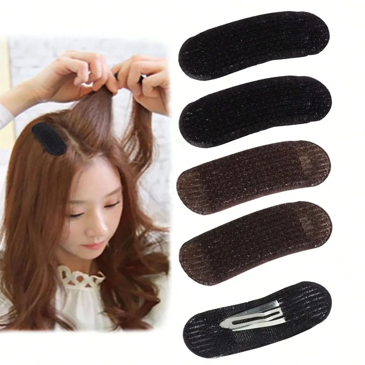 Lot de pinces à cheveux invisibles pour volume des racines, coiffure facile, coloris uni, forme ovale 2