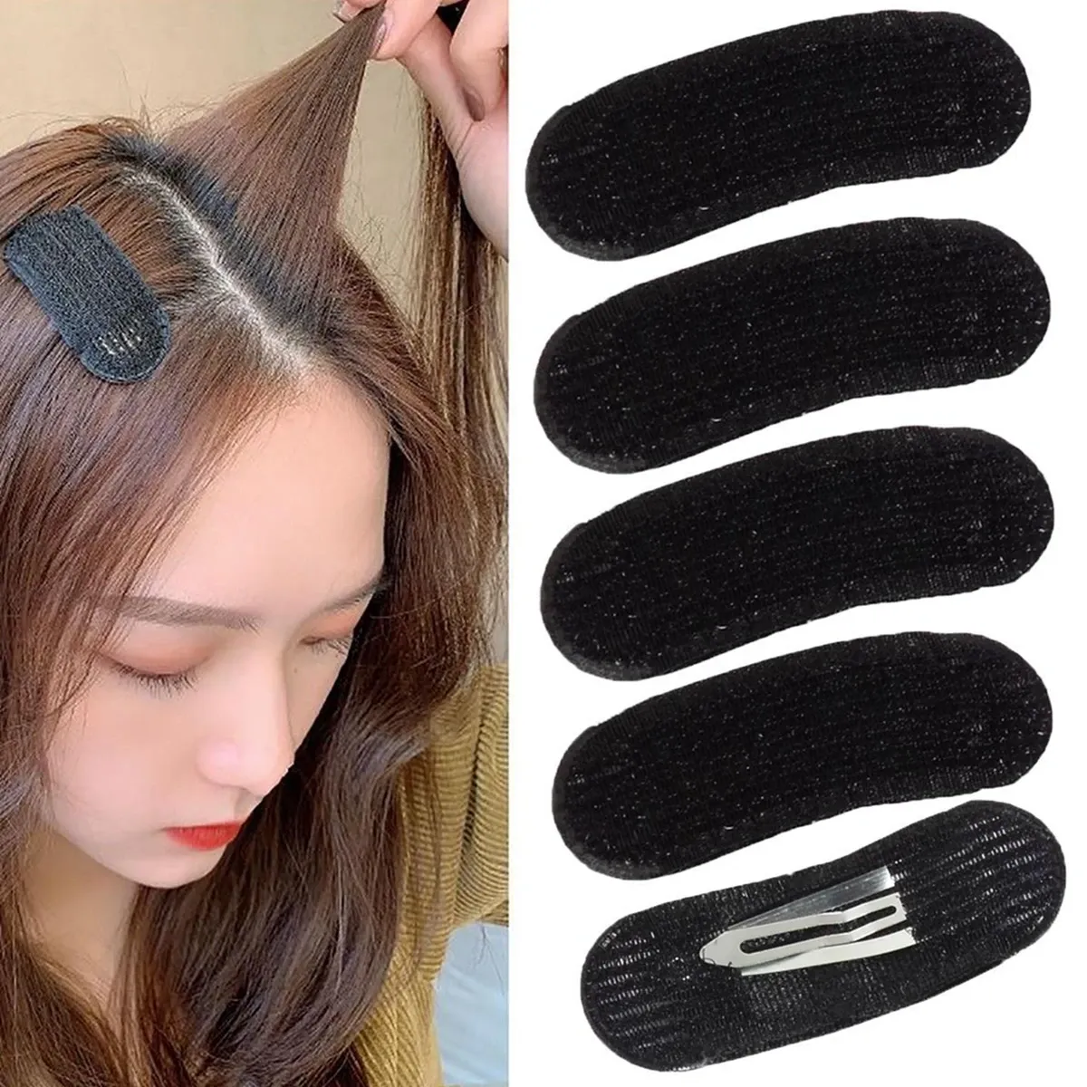 Lot de pinces à cheveux invisibles pour volume des racines, coiffure facile, coloris uni, forme ovale 4