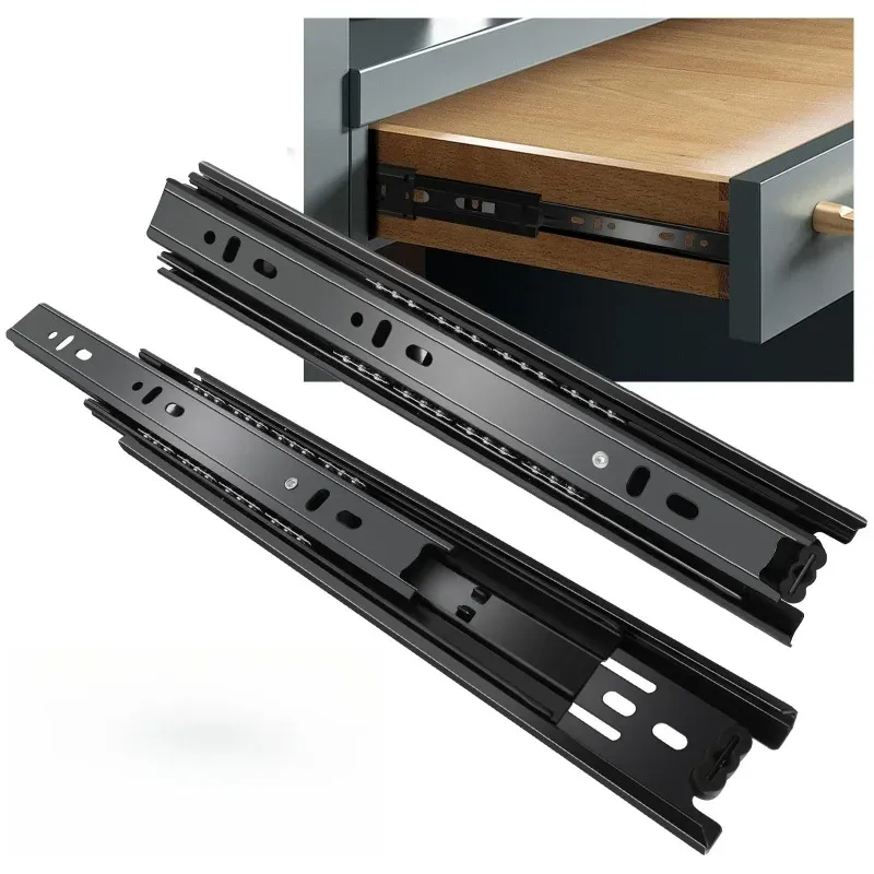 1 paire de coulisses de tiroir à extension complète pour armoire et commode, 8, 10, 12, 14, 16, 18, 20, 22 pouces, capacité de charge de 100 lb, rails à roulement à montage latéral - Image 1