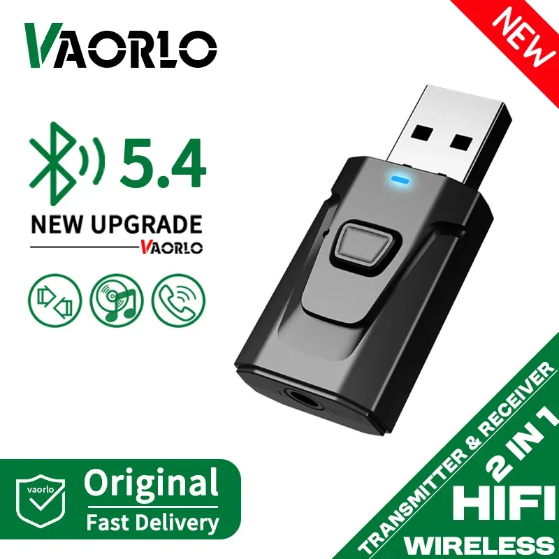Émetteur-récepteur Audio Bluetooth 5.4 USB, adaptateur sans fil avec sortie/entrée 3.5 mm AUX et RCA, compatible TV, PC, casque, chaîne stéréo, autoradio et Hi-Fi