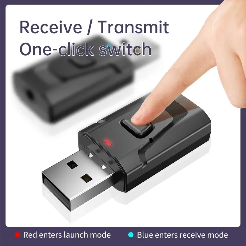 Émetteur-récepteur Audio Bluetooth 5.4 USB, adaptateur sans fil avec sortie/entrée 3.5 mm AUX et RCA, compatible TV, PC, casque, chaîne stéréo, autoradio et Hi-Fi 3