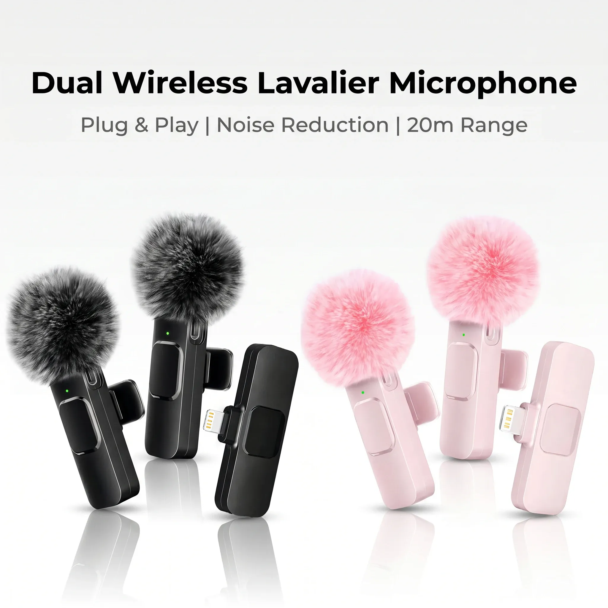 Microphone sans fil miniature à clip, connecteur Lightning 3