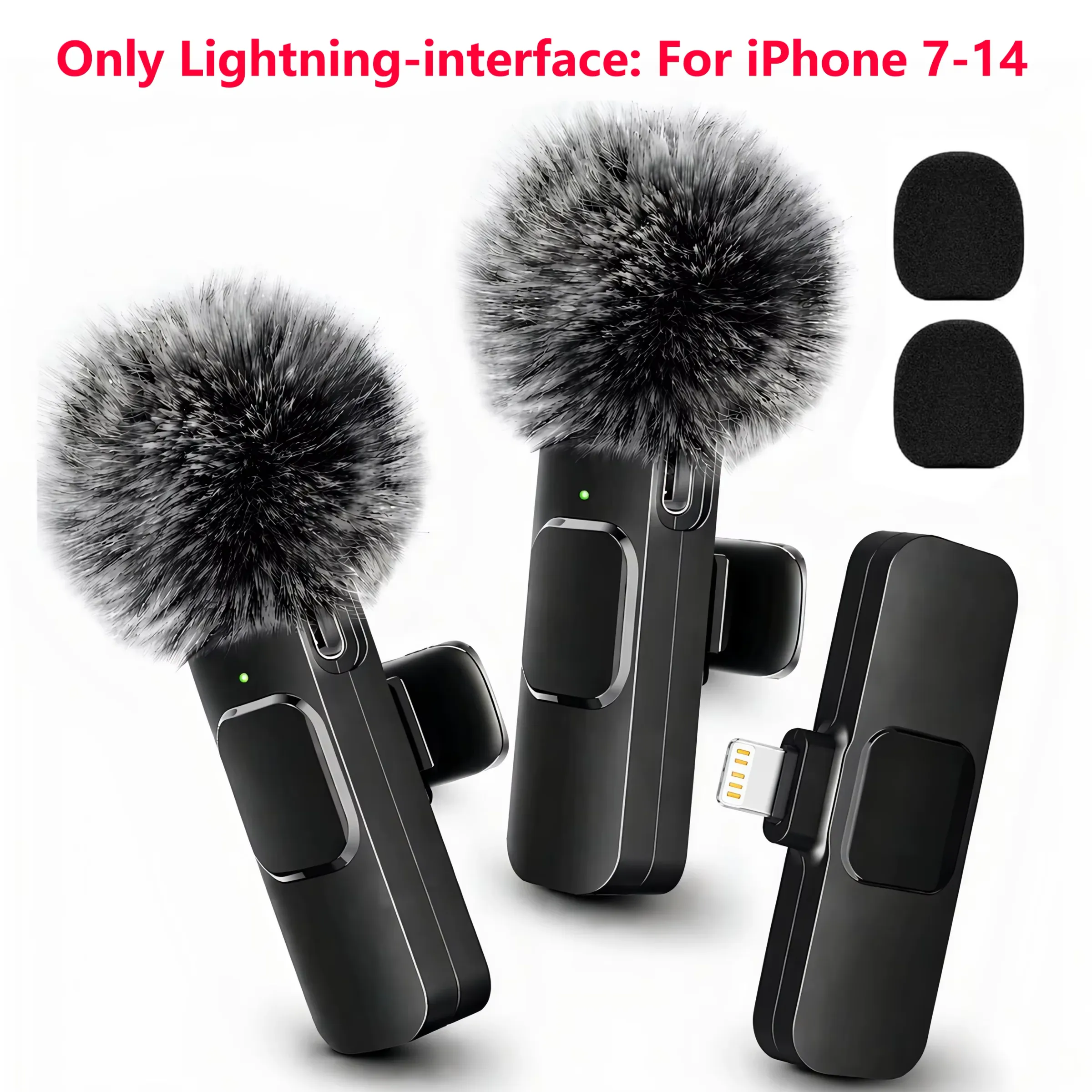 Microphone sans fil miniature à clip, connecteur Lightning