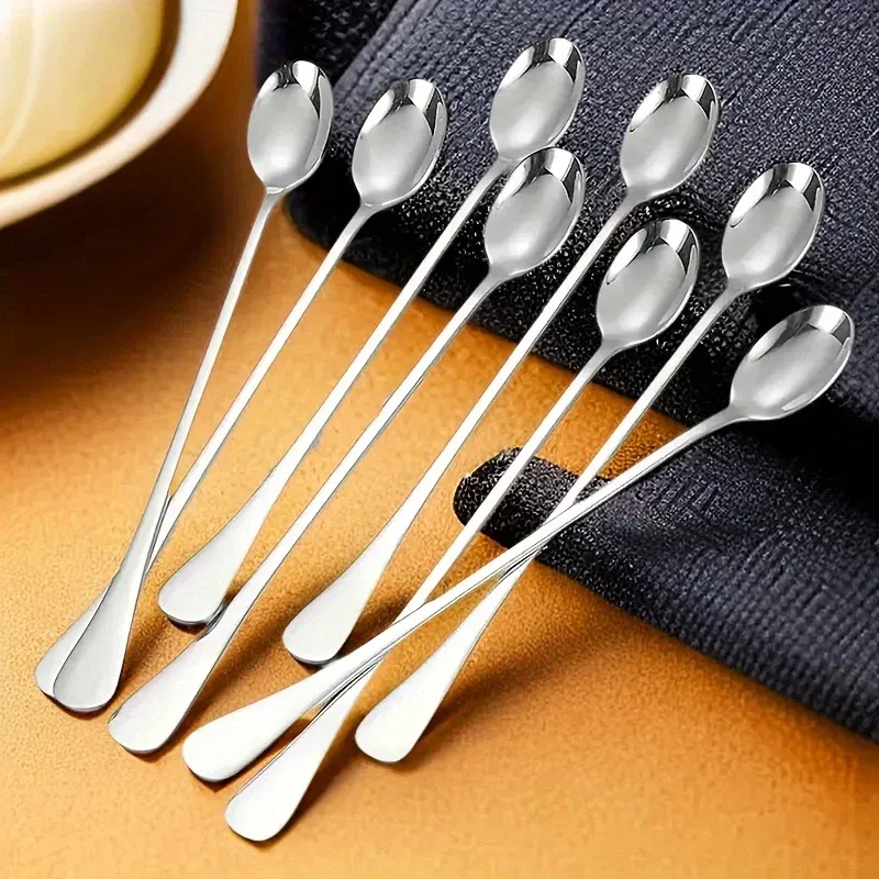 Cuillères à glace à long manche en acier inoxydable, lavables au lave-vaisselle, lot de 6 2