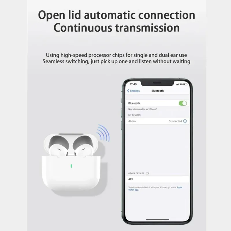 Écouteurs sans fil Bluetooth Air Pro, son Hi-Fi, faible latence, réduction de bruit active (ANC), compatibles iPhone et Android 4