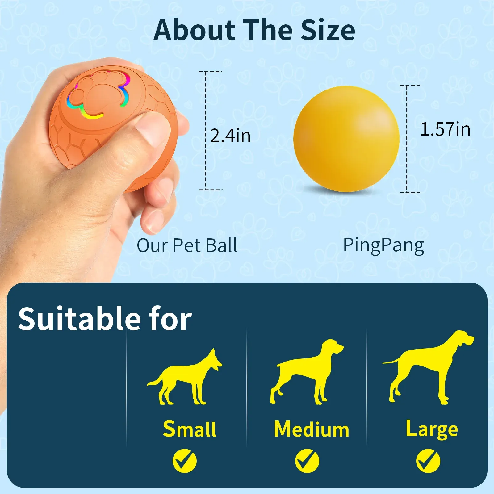 Balle interactive intelligente pour chiens et chats, à roulement et rebond automatiques, éclairage RVB, recharge USB 4