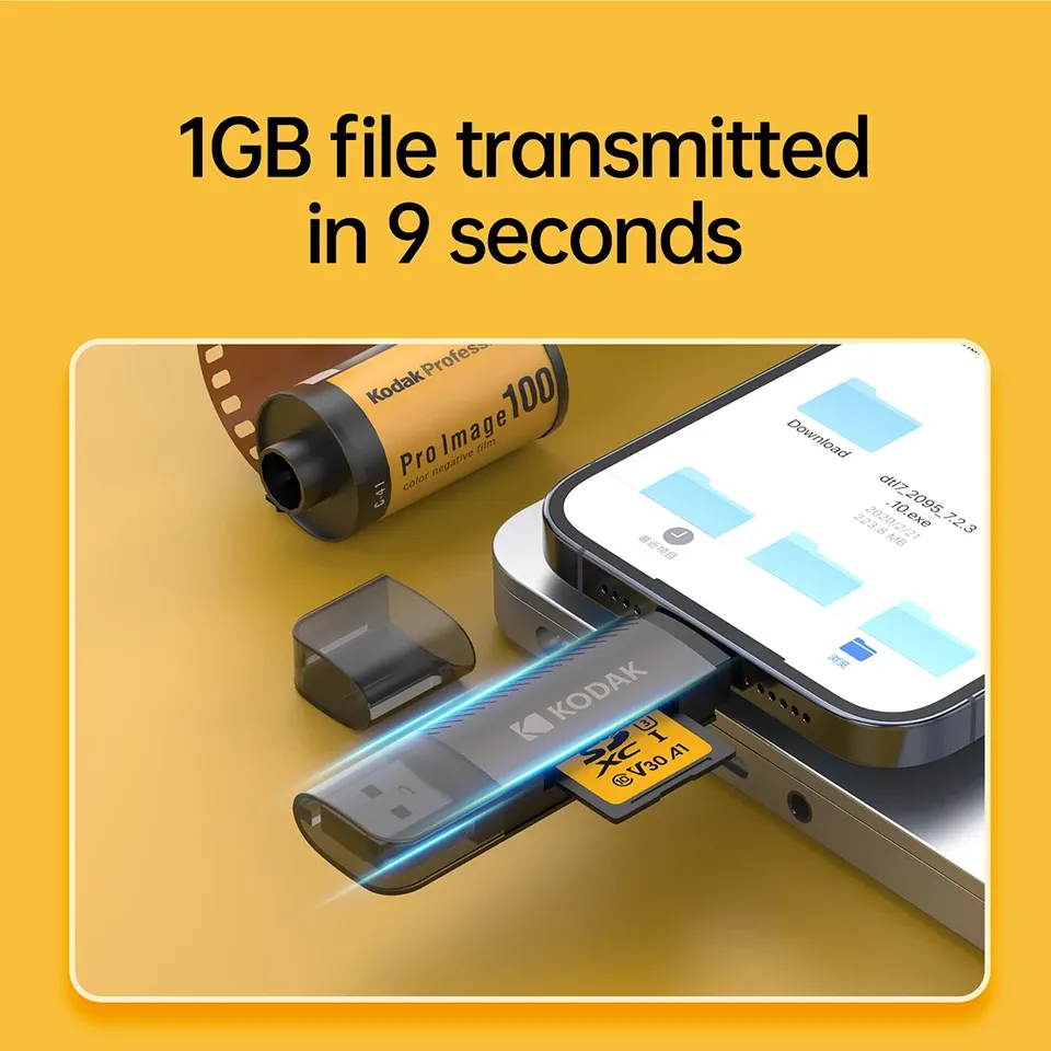 Lecteur de carte Kodak 4 en 1 USB 3.0 et USB-C pour cartes SD et microSD 4
