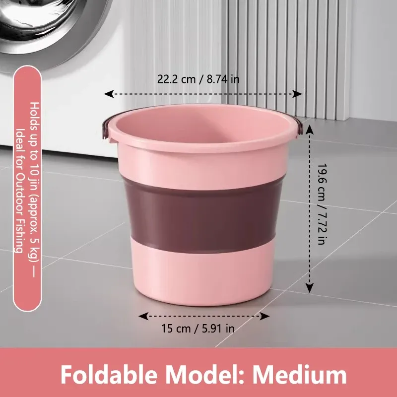Seau pliable portable 5/10/17 L, multifonctionnel, en silicone épaissi, pour le lavage de voiture, la pêche et le camping 6