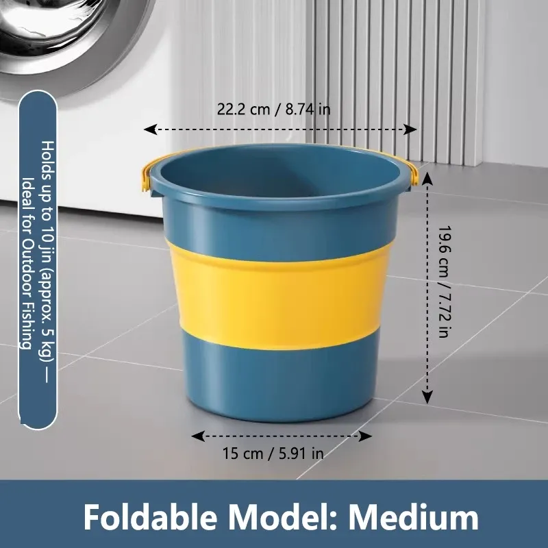 Seau pliable portable 5/10/17 L, multifonctionnel, en silicone épaissi, pour le lavage de voiture, la pêche et le camping 15