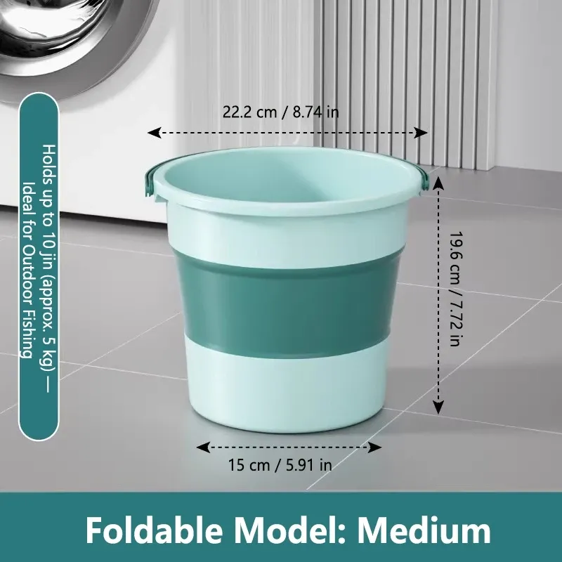 Seau pliable portable 5/10/17 L, multifonctionnel, en silicone épaissi, pour le lavage de voiture, la pêche et le camping 14