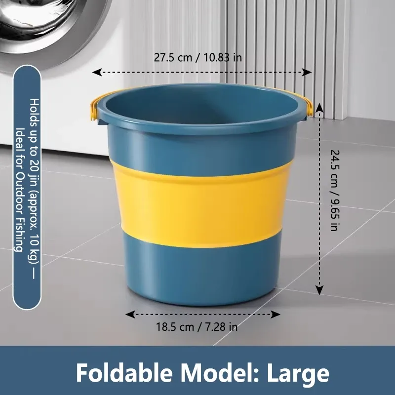 Seau pliable portable 5/10/17 L, multifonctionnel, en silicone épaissi, pour le lavage de voiture, la pêche et le camping 12