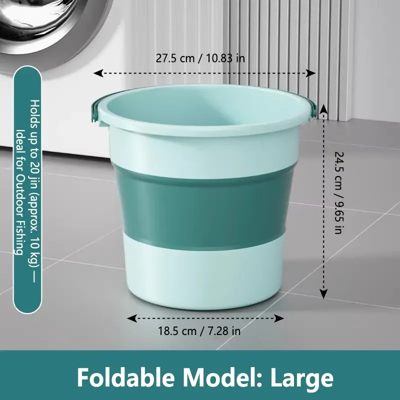 Seau pliable portable 5/10/17 L, multifonctionnel, en silicone épaissi, pour le lavage de voiture, la pêche et le camping 11