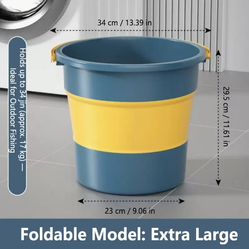 Seau pliable portable 5/10/17 L, multifonctionnel, en silicone épaissi, pour le lavage de voiture, la pêche et le camping 9