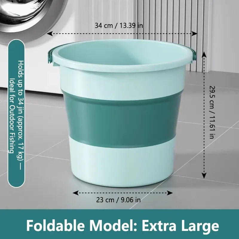Seau pliable portable 5/10/17 L, multifonctionnel, en silicone épaissi, pour le lavage de voiture, la pêche et le camping 8
