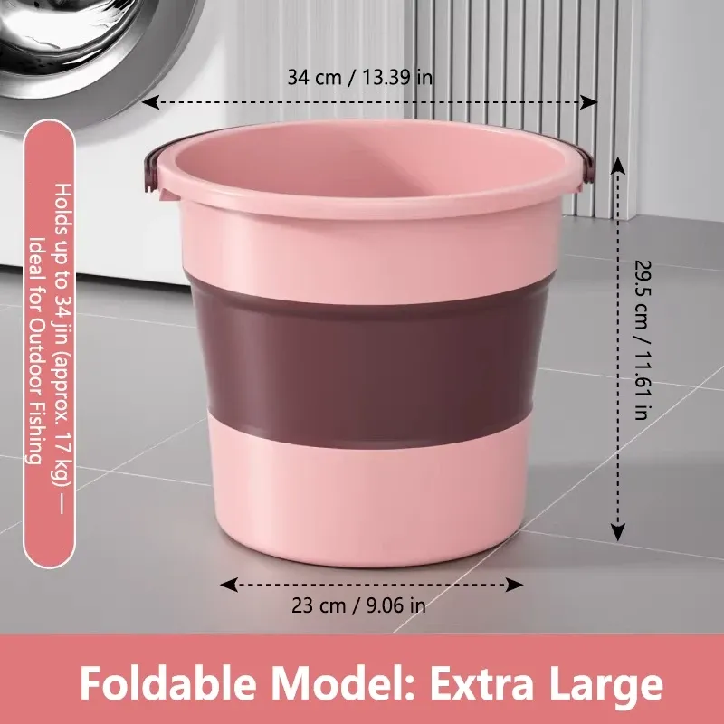 Seau pliable portable 5/10/17 L, multifonctionnel, en silicone épaissi, pour le lavage de voiture, la pêche et le camping 7