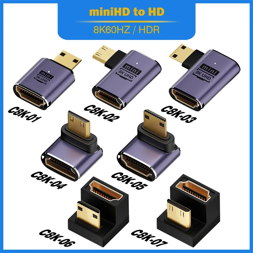 Adaptateur de câble HDMI, convertisseur Mini Micro HDMI vers HDMI 2.1, 48 Gbit/s, 8K60Hz, 4K120Hz, pour projecteur, téléviseur HD, PS4, PS5 et ordinateur portable 6