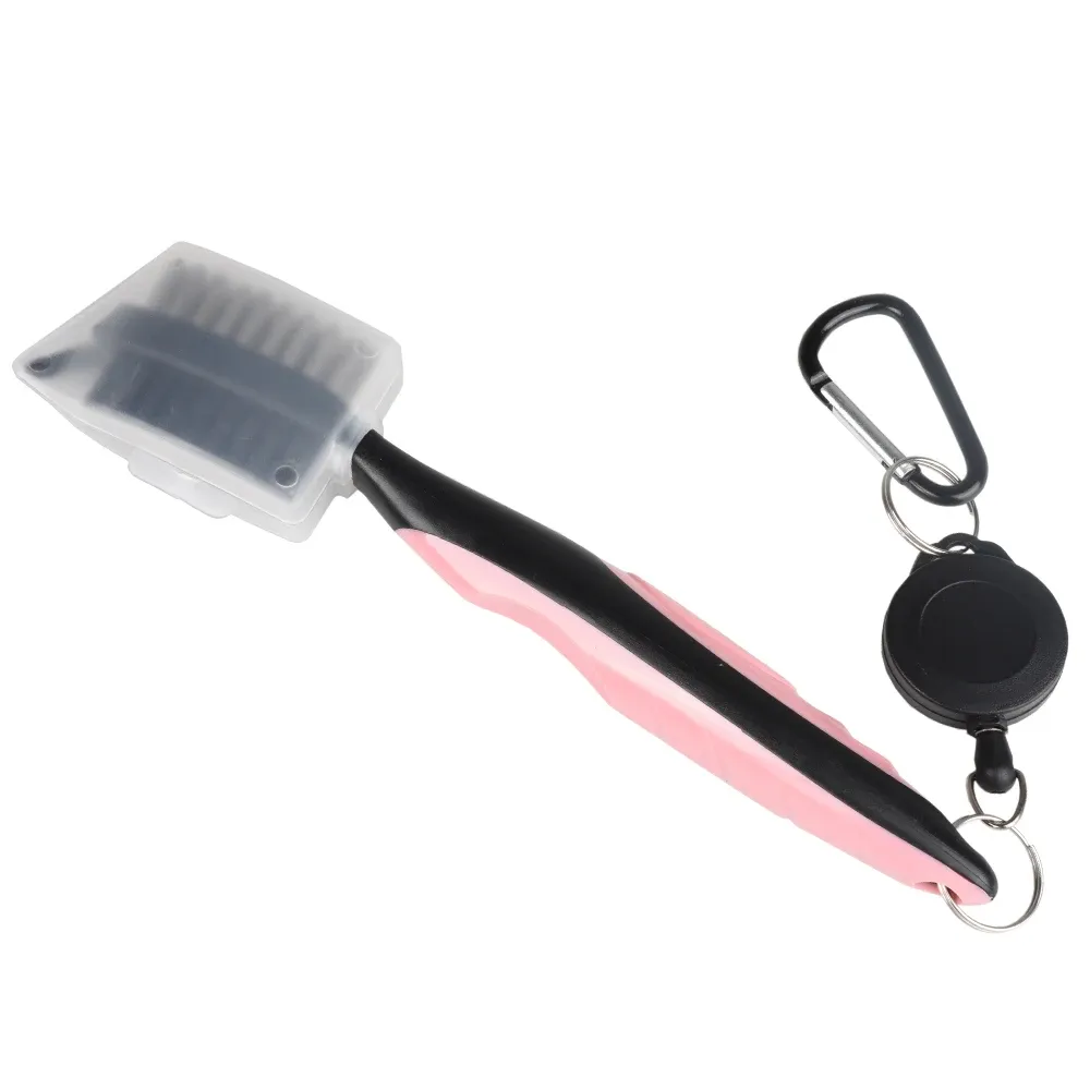 Nettoyeur de rainures de brosse pour clubs de golf, poils en nylon rétractables double face, mousqueton en aluminium, kit d'outils de nettoyage de rainures 2