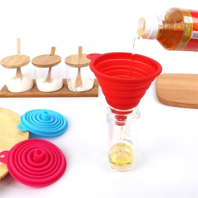 Entonnoir pliable en silicone mini, 1 pièce/2 pièces, portable, entonnoir télescopique pour le transvasement de liquides à domicile 6