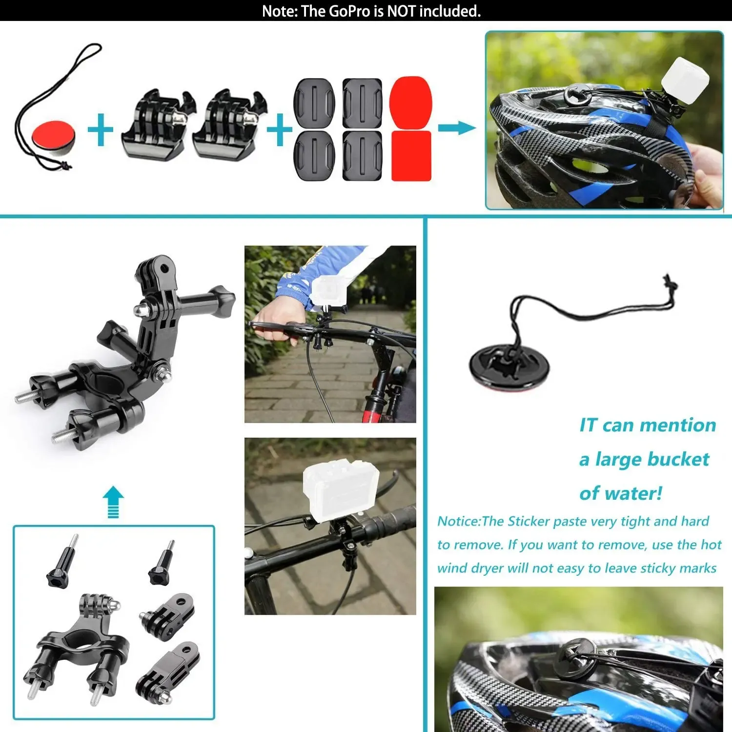 Accessoires pour caméra d'action compatibles GoPro Hero 9, 8, 7, 5, 4 et DJI Osmo Action : sac à dos, ventouse, étui 4K, fixation casque 2