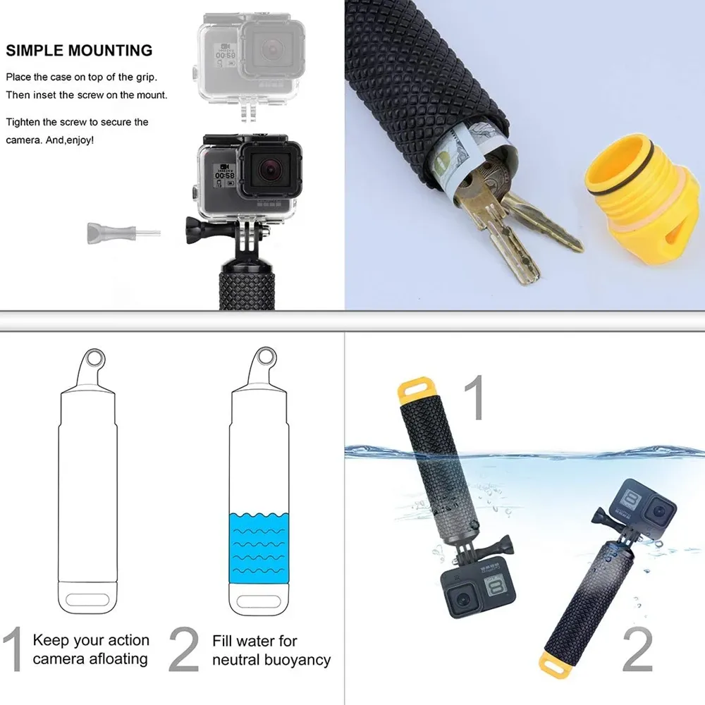 Accessoires pour caméra d'action compatibles GoPro Hero 9, 8, 7, 5, 4 et DJI Osmo Action : sac à dos, ventouse, étui 4K, fixation casque 4