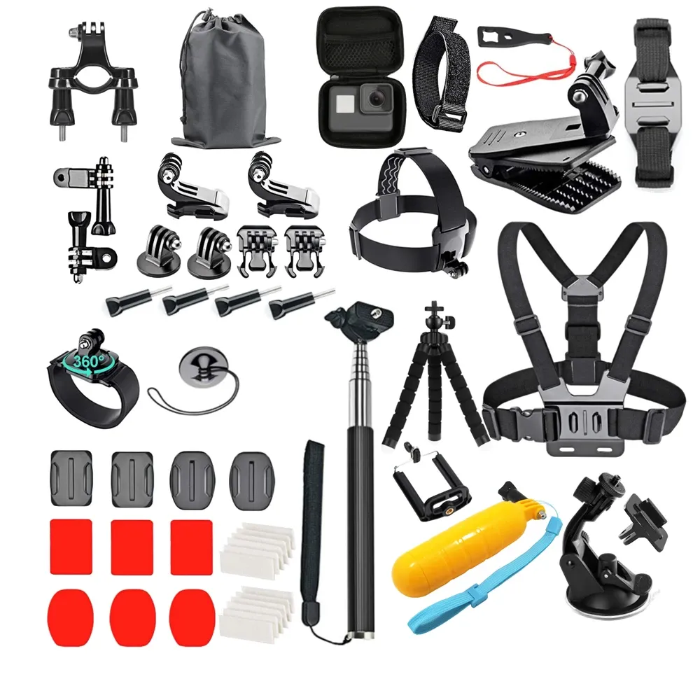 Accessoires pour caméra d'action compatibles GoPro Hero 9, 8, 7, 5, 4 et DJI Osmo Action : sac à dos, ventouse, étui 4K, fixation casque 8