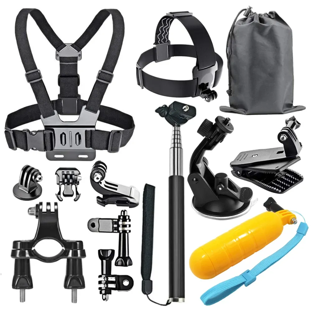 Accessoires pour caméra d'action compatibles GoPro Hero 9, 8, 7, 5, 4 et DJI Osmo Action : sac à dos, ventouse, étui 4K, fixation casque 10