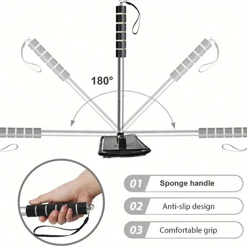 Essuie-glace télescopique pour pare-brise automobile, raclette à eau et brosse de nettoyage pour vitres 3
