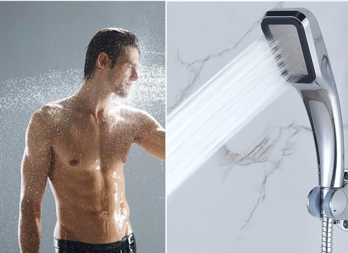 Pommeau de douche intégré dans un espace de bain