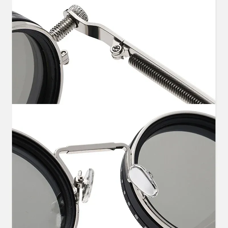 Lunettes de soleil rondes polarisées ND9 à gradation réglable, style rétro punk, mixtes, protection UV400 3
