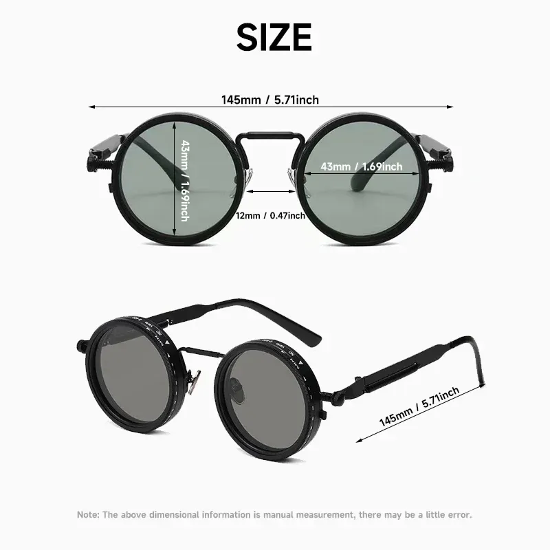 Lunettes de soleil rondes polarisées ND9 à gradation réglable, style rétro punk, mixtes, protection UV400 4