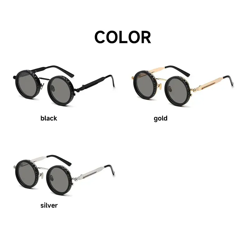 Lunettes de soleil rondes polarisées ND9 à gradation réglable, style rétro punk, mixtes, protection UV400 5