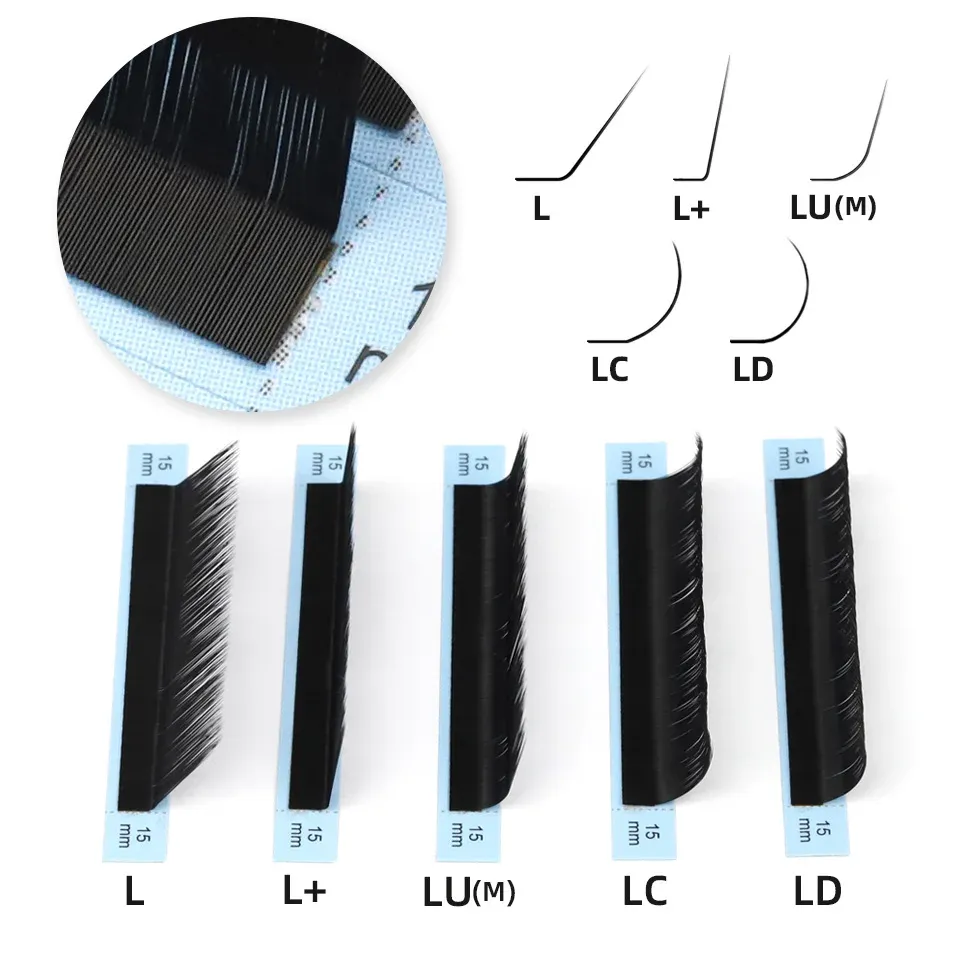 Lashrujade Extensions de cils individuelles L, L+, LC, LD, LU(M) à courbure naturelle et douce, faux vison russe, volume, maquillage, L/M, fournitures pour cils 2