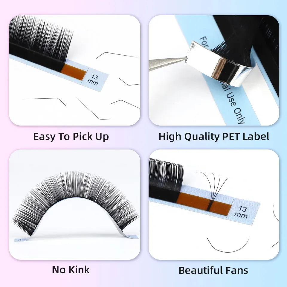 Lashrujade Extensions de cils individuelles L, L+, LC, LD, LU(M) à courbure naturelle et douce, faux vison russe, volume, maquillage, L/M, fournitures pour cils 4