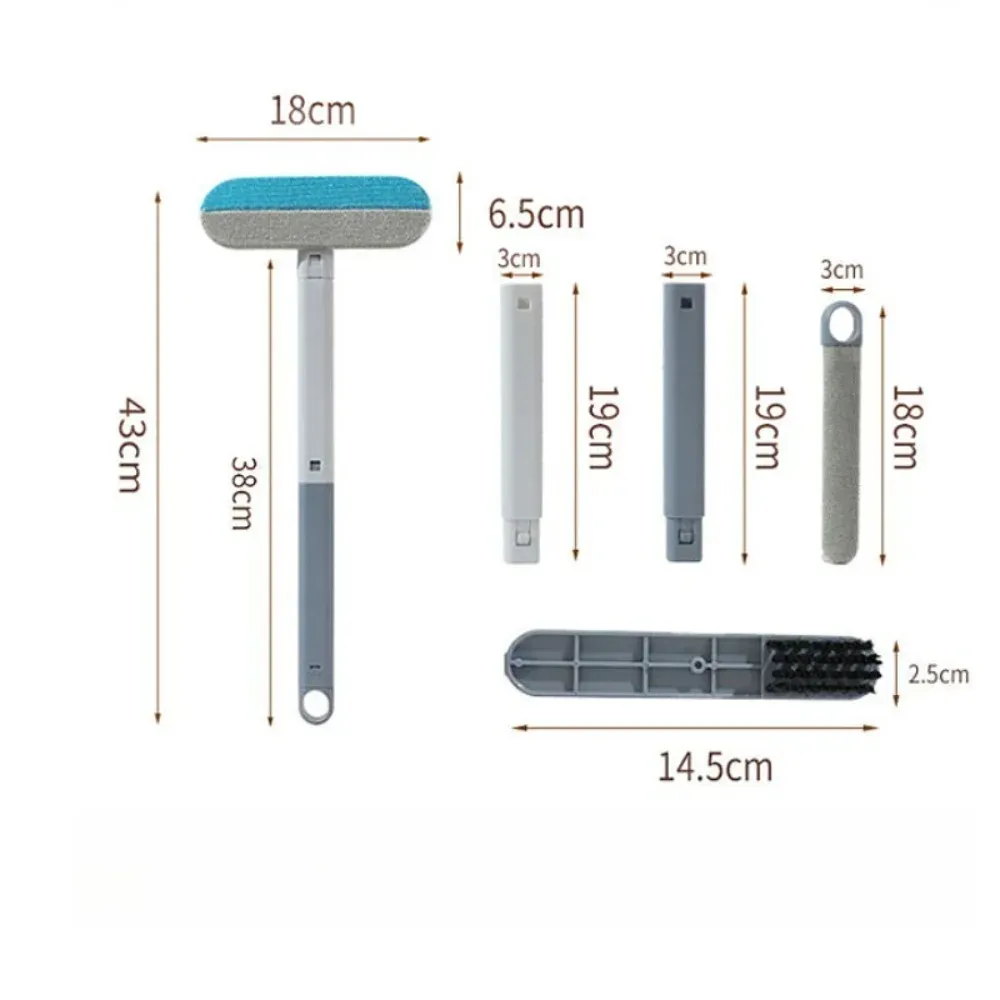 Brosse de nettoyage de vitres 4 en 1 détachable, avec brosse en maille et raclette, usage sec et humide, pour l'entretien quotidien des fenêtres 6