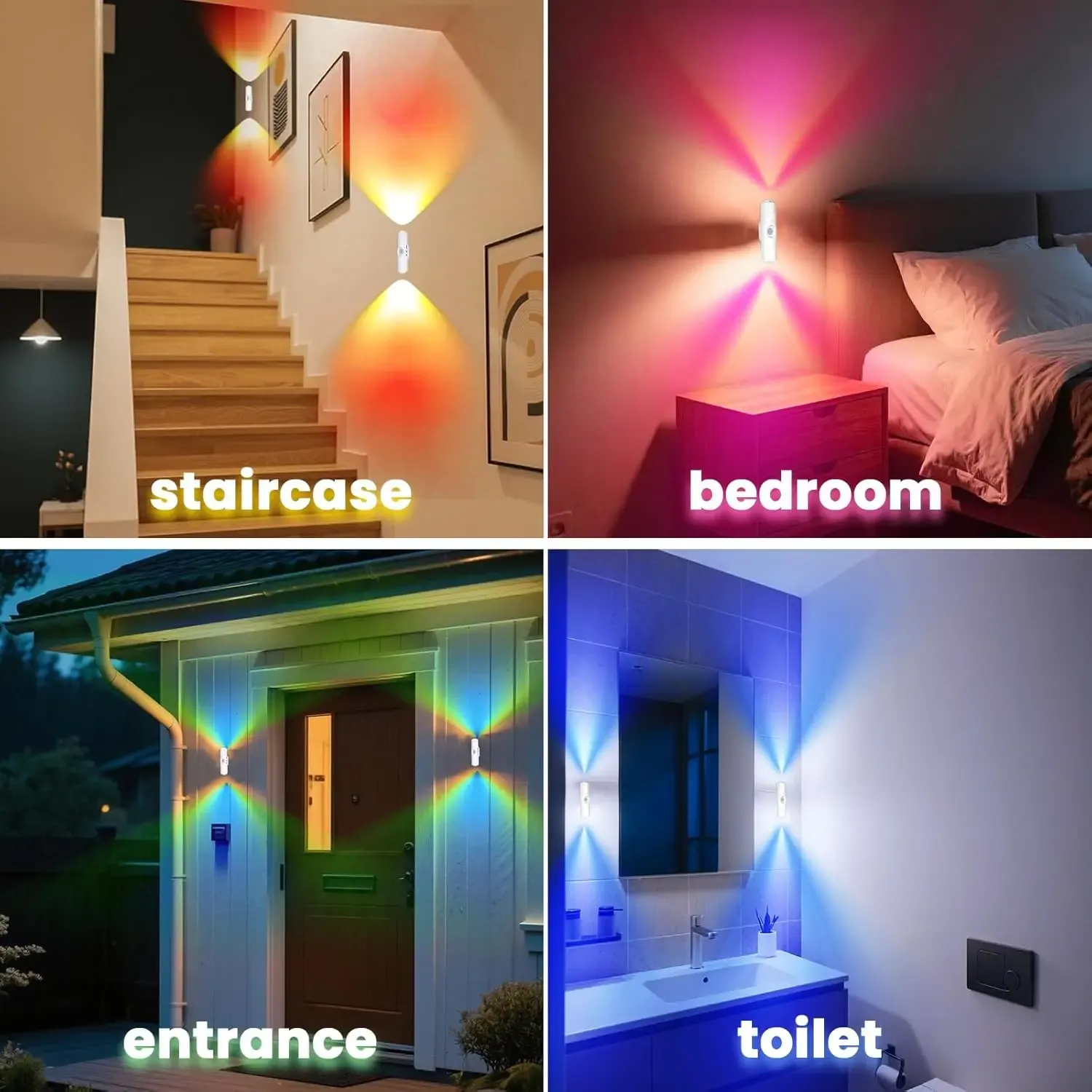 Veilleuse LED sans fil à détecteur de mouvement, 7 couleurs, rechargeable et magnétique, pour salle de bain, chambre et salon 6