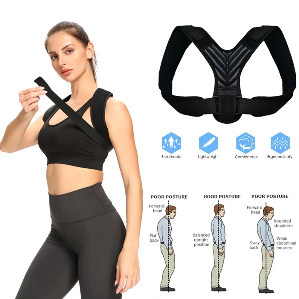 YANBIGUO Correcteur de posture pour femmes et hommes, redresseur de dos réglable pour le haut du dos et les épaules, soulage les douleurs au cou et aux épaules 2