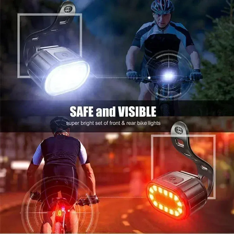 BUCKLOS Ensemble d'éclairage vélo rechargeable USB, phare avant étanche et feu arrière LED 3