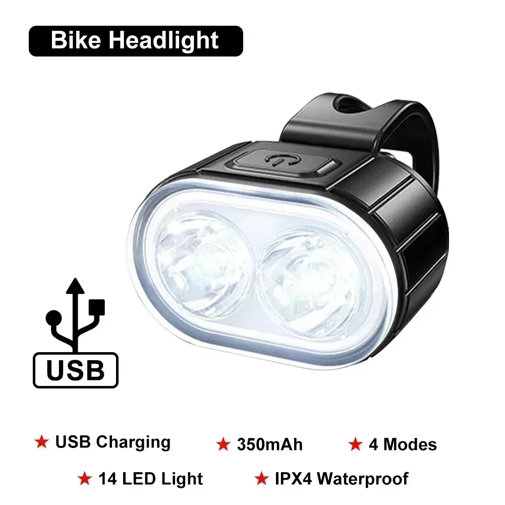 BUCKLOS Ensemble d'éclairage vélo rechargeable USB, phare avant étanche et feu arrière LED 11