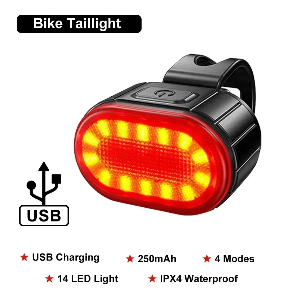 BUCKLOS Ensemble d'éclairage vélo rechargeable USB, phare avant étanche et feu arrière LED 12