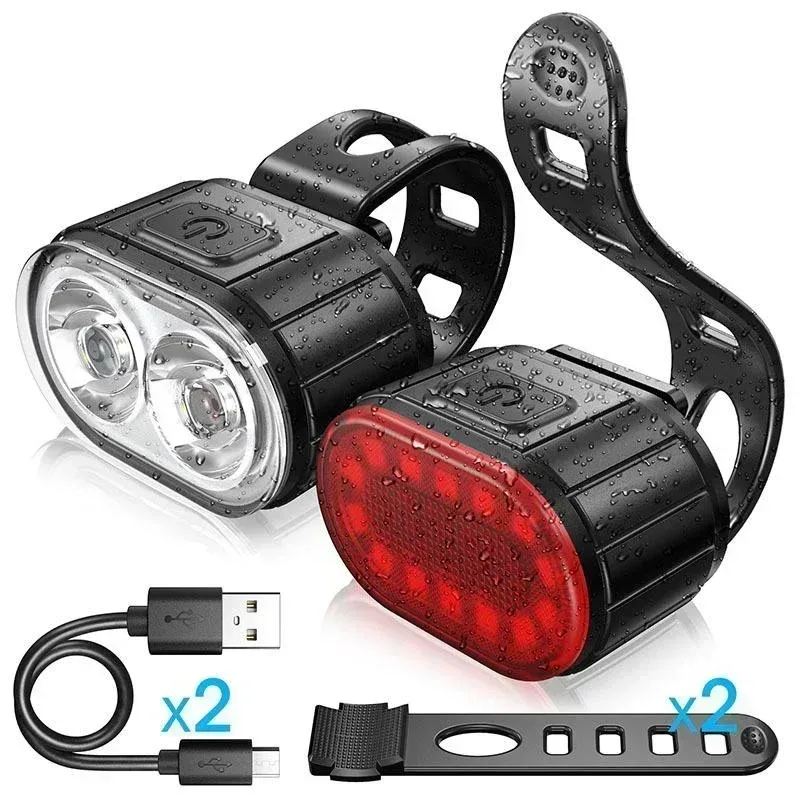 BUCKLOS Ensemble d'éclairage vélo rechargeable USB, phare avant étanche et feu arrière LED 13