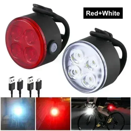 BUCKLOS Ensemble d'éclairage vélo rechargeable USB, phare avant étanche et feu arrière LED 9