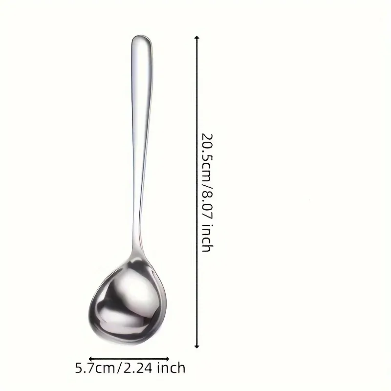 Cuillères de service en acier inoxydable robustes, lot de 2, résistantes à la rouille, à long manche, idéales pour la soupe et le ragoût 5